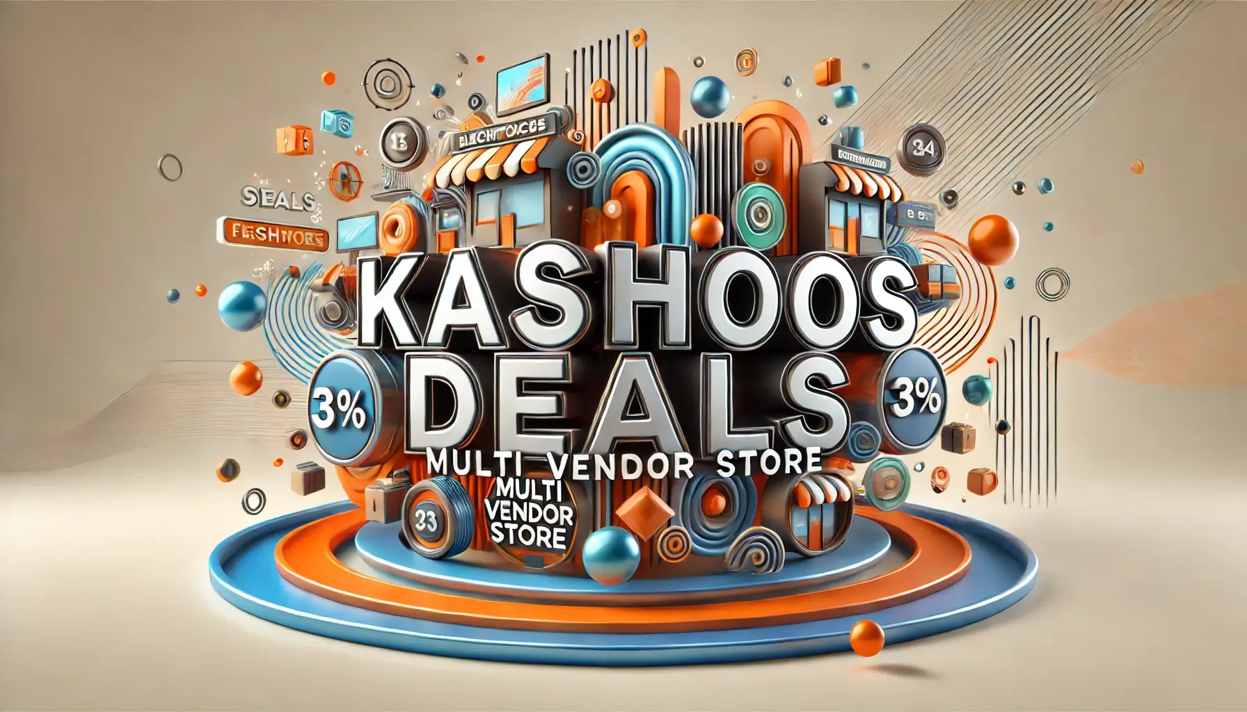 DALL·E 2024-10-03 23.14.48 - A dynamic 3D banner for 'KASHOOS DEALS MULTI VENDOR STORE'. The text 'KASHOOS DEALS' is featured prominently in glossy metallic letters, giving it a s (1)